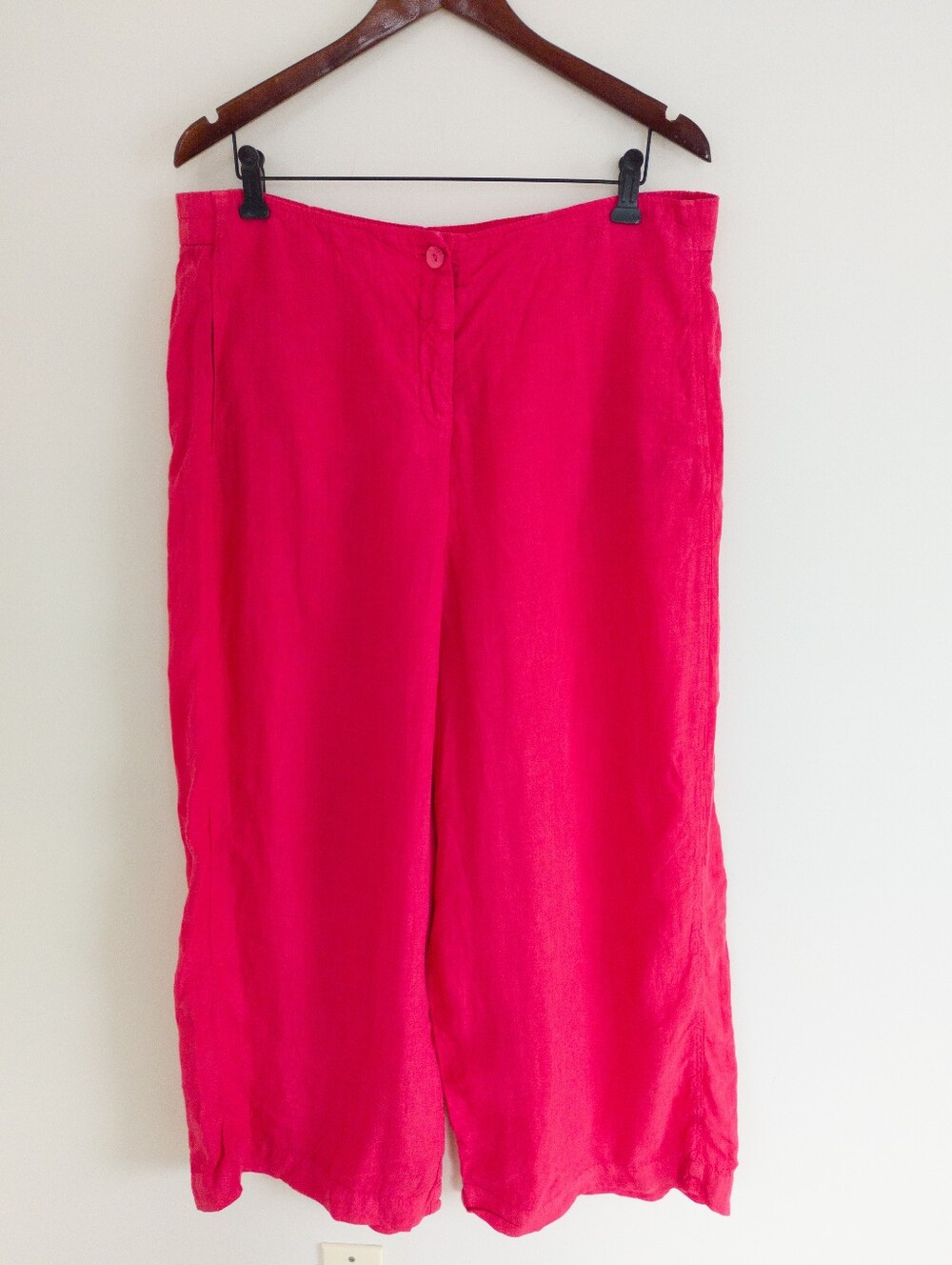 OSKA Hot Pink 100% Linen Wide Leg Trousers Size 4 US XL Lagenlook